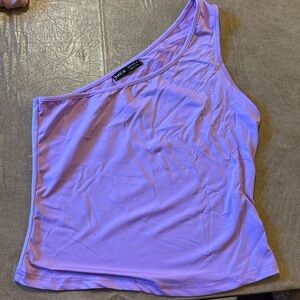 Purple SHEIN one shoulder shirt